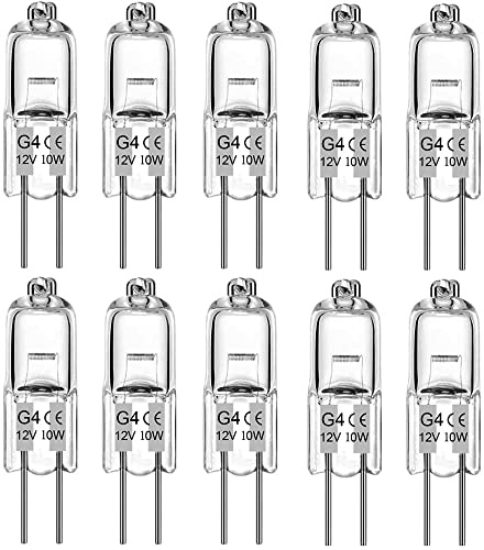 BXXKXMC G4 Halogen Light Bulbs 10W 12V Clear Capsule 2 Pin Lamp Bulb Halogen Pin Base Warm White Dimmable