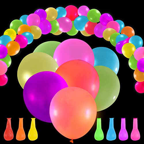 50 Neón Globos, Decoraciones de Neón para Fiestas, Glow in the Dark Party Supplies, Globos para Fiestas, Globos Luminosos para Cumpleaños y Bodas Productos para Fiestas