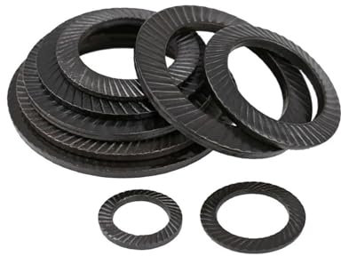 TULDYS Rondella a molla a disco, rondella di bloccaggio a farfalla, rondella zigrinata a doppia faccia affusolata M2.5-M36 in acciaio al carbonio e acciaio inossidabile (acciaio al carbonio, 10 pezzi