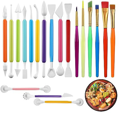 NUDFSY 19Pcs Fondant Tools, Clay Tools, Cake Decorating Tool Set for Cookie Cake DIY Fondant Sculpting Decoration Supplies