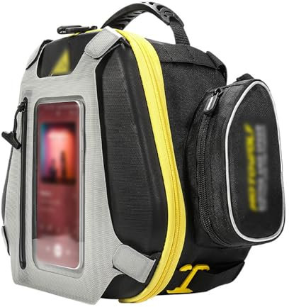 UZSPAC Tankrucksack Motorrad Magnet Handy Herausnehmbares Innenfutter Motorrad Tasche Wasserdicht Geteiltes Design Motorrad Hecktasche Hohe Kapazität (Color : Yellow)