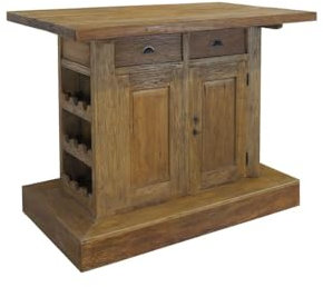 Theke Bar Tresen Hausbar Landhausstil Teakholz massiv unbehandelt B:140 cm -11228-