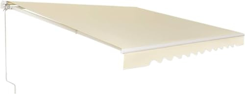 GYMAX Tenda da Sole per Esterno a Bracci Estensibili, Tende da Sole con Manovella, con Tettuccio Impermeabile e Protezione Solare, Tenda da Sole Angolo regolabile Avvolgibile (Beige, 3,6 m x 3 m)