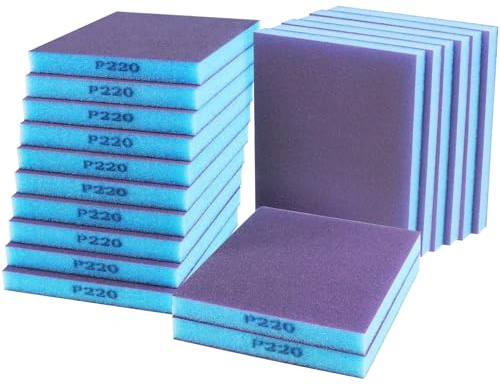18 Stück Schleifschwamm, Körnung 220, weicher Schleifblock, waschbar und wiederverwendbar, doppelseitiger Schwamm, Schleifblöcke, nass und trocken, Schleifpapier für Holz, Metall, Möbel, Farbe