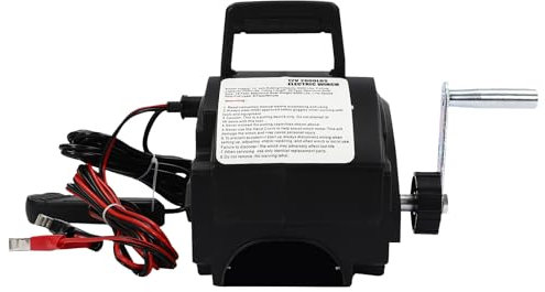 12V Elektrische Seilwinde mit Motorwinde Bootswinde Winde Seilzug, Geeignet für Autos, Anhänger, Lastwagen, Yachten, Schiffe und Schiffswinden, 203 * 218 * 170mm Schwarz