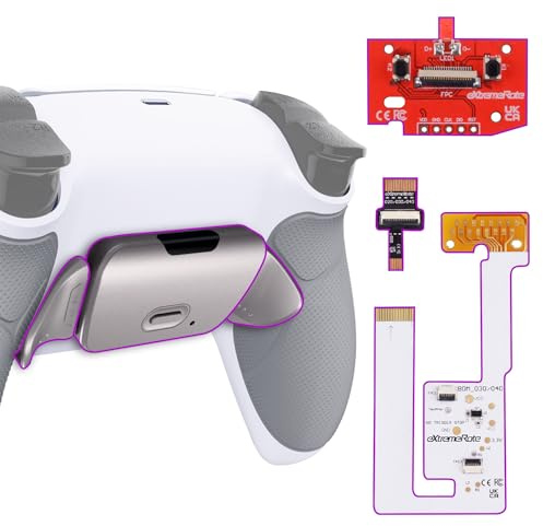eXtremeRate Rise V3 Remap Kit per ps5 Controller BDM-030/040/050,2 Palette Metallo Programmabile per ps5 Joystick,Back Button Paddles Tasti Posteriori Cover Grip Gommato,Senza Joypad,Bianco Grigio