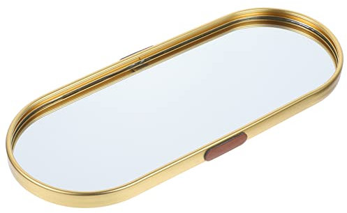 TOGEVAL Bandeja Organizadora De Joyas y Maquillaje Dorada 30x12 Cm Bandeja De Espejo Decorativa Para Tocador Baño y Exhibición