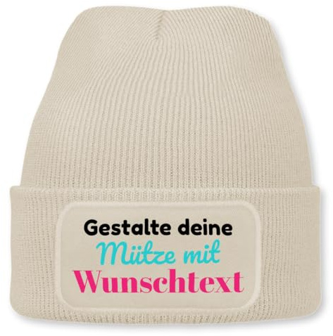 Personalisierte Beanie Strickmütze mit Wunschtext | Unisex Wintermütze warm & elastisch | Geschenkidee für Damen & Herren, Apres-Ski, Karneval, Fasching, Fasnet, Weihnachtsmarkt, Glühwein