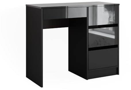 Vicco Schreibtisch Sherry, Anthrazit Hochglanz, 90 x 40 cm | mit Schubladen, geeignet zur platzsparenden Nutzung in kleinen Arbeitsbereichen