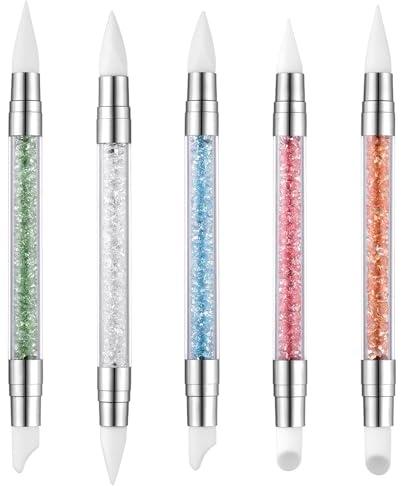 HonGien 5Pcs Nail Art Sculpture Pen Silicone Nail Art Brush Dual Head Manicure Carving Pen Nail Polish Brush Dotting Salon Tool Set Nail Art Tools Manicure pen