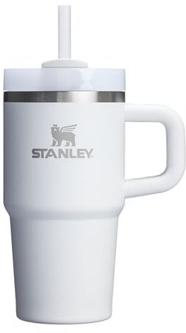STANLEY Quencher H2.0 - Vaso con asa y popote de 20 oz | Tapa Flowstate de 3 posiciones | Compatible con portavasos para viajes | Vaso de acero inoxidable aislado | Sin BPA | Frost