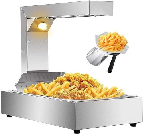 Scalda Patatine Fritte Lampada Riscaldante Commerciale Scaldavivande in Acciaio Inox Scaldavivande Indipendente Scalda Patatine Fritte Lampada Riscaldante per Frittura Profonda Vassoio Di Drenaggio