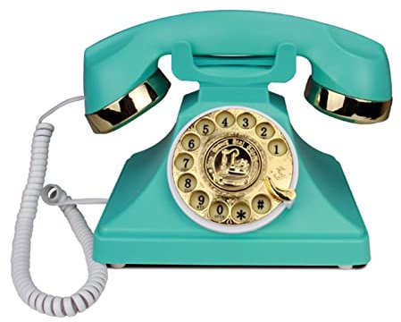 HPTHLY Vintage Phone Retro Landline Telephone Old Fashion Rotary Dial Antique Telephones European Style Corded Decorative Phones for Home Office Cafe Bar Star Hotel Decor,Blue