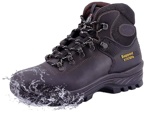 Grisport Botas de senderismo montaña unisex piel impermeables Gritex y sistema de soporte 24201 e impermeabilizante, marrón, 46 EU