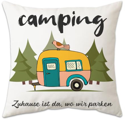 Anicy Accessori da campeggio, gadget per roulotte, decorazione per camper, regalo per camper, cuscino da campeggio, 45 x 45 cm