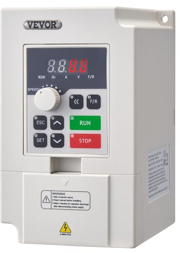 VEVOR Variateur de Fréquence, 2,2 kW, Entraînement à Fréquence Variable, 5 A, Entrée Triphasée 380 V 50/60 Hz vers Sortie Triphasée 0-380 V 0-2000 Hz VFD pour Moteur de Broche CNC Contrôle de Vitesse