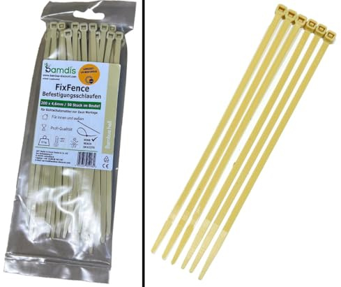 Befestigungsschlaufen FixFence Bambus hell farbig für Sichtschutzmatten 200x4,6mm 50pro Beutel von bambus-discount.com - Montage Schilfrohrmatten Bambusmatten mit Kabelbinder befestigen