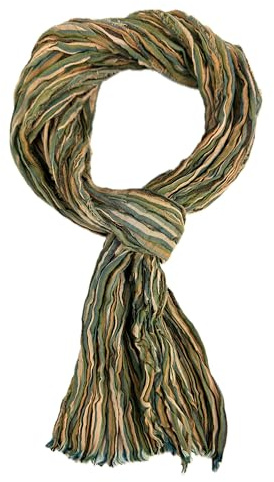 Rotfuchs Écharpe en coton pour femme et homme - Aspect froissé - Motif à rayures - Beige, multicolore, 170 x 20 cm (L x B) (175 x 45 cm)
