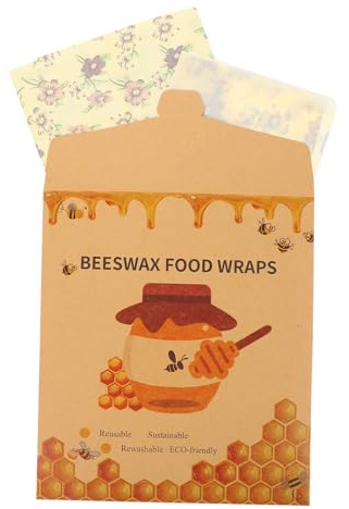 Gatuida 3pcs Beewax Food Wraps Sustainable Reusable Food Wrapping Sheets Beeswax Cloth for Kitchen Storage