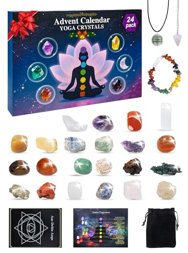 Edelstein Adventskalender 2025 für Frauen & Männer - 24 Tage Weihnachtskalender Edelsteine mit Chakra Armband aus Echte Heilsteinen für Yoga Edelstein Liebhaber
