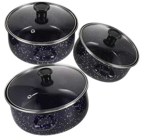 MOKKHNB Ollas de Esmalte Mini con Tapa y Asa Cazuela Vintage Antiadherente para Cocinar Hogar Dormitorio y Oficina Diseño Compacto y Duradero para Porciones Pequeñas