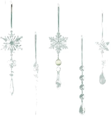 Crystal Snowflake Hanging Ornaments – Multi-Style for Christmas, Window, Tree Decoration, Gifts(18 Piece White Snowflake)