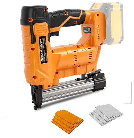 Clavadora inalámbrica de 18 GA para batería Dewalt de 18 V (sin batería), pistola de clavos sin escobillas 2 en 1, grapadora con 1000 clavos y 1000 grapas para proyectos de carpintería (para Dewalt)