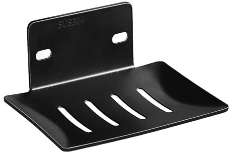 Nilioyul Seifenhalter ohne Bohren Edelstahl, Seifenschale für Dusche Selbstklebend Wandmontage Seifenkorb Seifenschale Badregal mit Ablauf Rostfrei Wasserdicht, für Bad Küche Balkon(Schwarze)