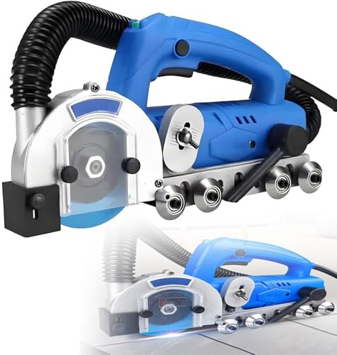 BoTongSiHai 1200W Electric Grout Removal Tool With Vacuum - 9000r/min High Speed, Tile Grout Cleaning Machine, Includes Saw Blades, Deep Clean Tile Joints For Floors & Walls(220V,2.2mm)