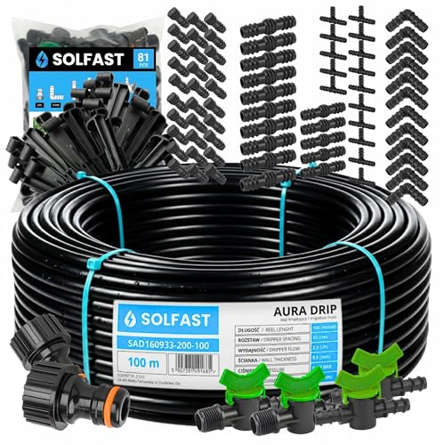 SOLFAST Tropfschlauch Set 50 m 16 mm 181-teilig – Bewässerungssystem Tropfbewässerung für Garten, Gewächshaus, Pflanzen, Beet