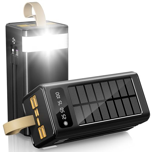 IKHDCYH 90000mAh Caricatore Solare 35W Rapido Senza Fili Campeggio Viaggi | Alta capacità, impermeabile, con torcia LED integrata, compatibile con tutti i dispositivi elettronici ideale per situazioni