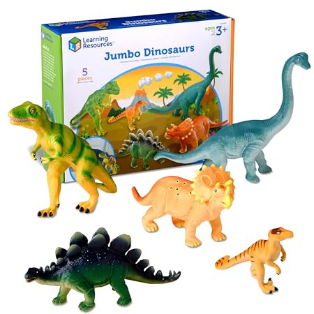 Learning Resources Dinosauri Jumbo, Dai 2 Anni, Set di 5 Figurine Realistiche, Gioco Immaginativo, Plastica Resistente, Educativo