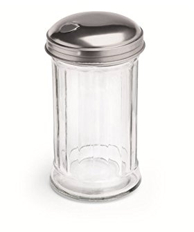 Kerafactum Zuckerdosierer Zucker Dosierer Zuckerstreuer mit Klappe Streuer Glas Dose mit Streudeckel Deckel aus Edelstahl Spülmaschinenfest Profi Dispenser Sugar Shaker Klappstreuer American Style