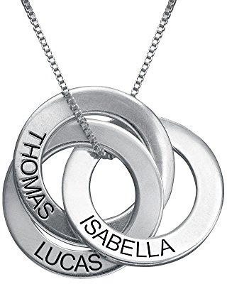 MYKA - personalisierte russische Ringkette mit Gravur auf zwei, drei, vier oder fünf Ringen (3 Scheiben, 925er Sterlingsilber)