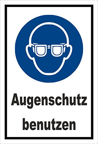 Schild - Gebots-zeichen - Augen-schutz benutzen - entspr. DIN ISO 7010 / ASR A1.3 – 30x20cm mit Bohrlöchern | stabile 3mm starke Aluminiumverbundplatte – S00361-008-A +++ in 20 Varianten erhältlich