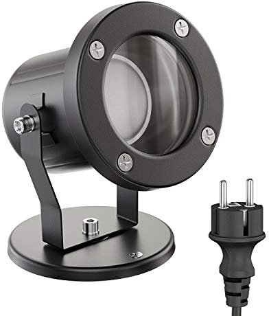 ledscom.de LED Gartenstrahler MIBU schwarz für außen, Edelstahl, inkl. GU10 Lampe 4,914W 450lm 100° warm-weiß