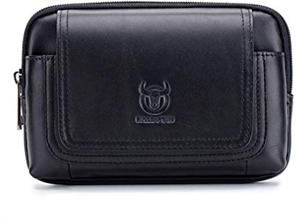 Xieben Sac de Taille en Cuir Vertical Porte-Monnaie Cigarette Hanche Ceintures Boucles de Téléphone Portable Sac Banane Multi-usages Voyage, #06 Noir, S, Étui Portefeuille