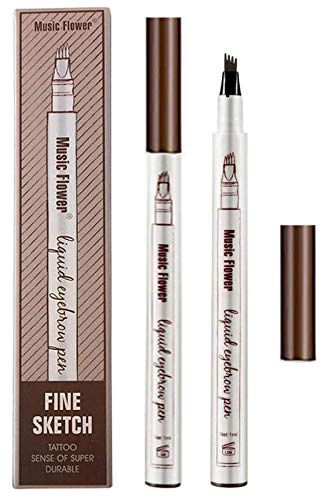 Tatouage Crayon Sourcils- 24 heures imperméable à l'eau de Longue Durée Imperméable Sourcils Tatouage Crayon avec Pointe de Fourche, Smudge proof Stylo à encre Tatbrow pour Cheveux