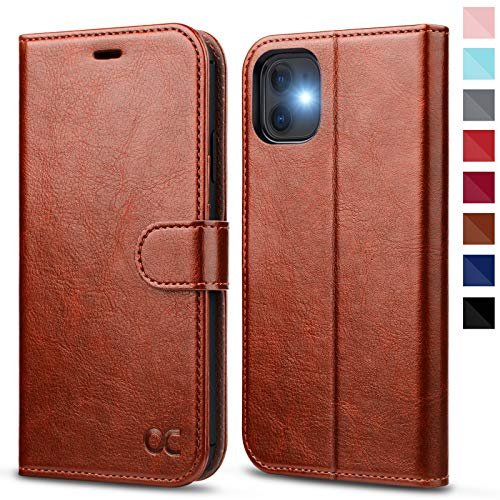 OCASE Hülle für iPhone 11 Hülle Handyhülle Braun | [Premium Leder] [Standfunktion] [Kartenfach] [Magnetverschluss] Flip Case Cover Etui Schutzhülle lederhülle klapphülle