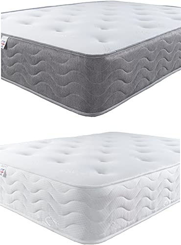 Aspire Beds 25,4 cm tief, 2-lagig, Quad Comfort Natural Eco Füllungen & AC Aspire-Cool Touch getuftete Schlaffläche Hybrid 1000 Taschenfederkernmatratze, weißer Rand, Einzelbett (90 x 180 cm)