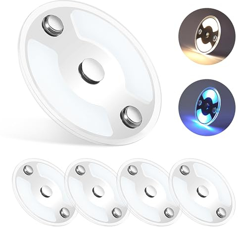 Obeaming 4 x 12V LED Deckenleuchte Wohnmobil Flach Dimmbar Panel Rund Leuchte 75mm 235LM mit Touch Schalter Aufbauleuchte, für Camper Boot Wohnwagen Yacht Auto, Zwei Farbe(3000K/Blau)