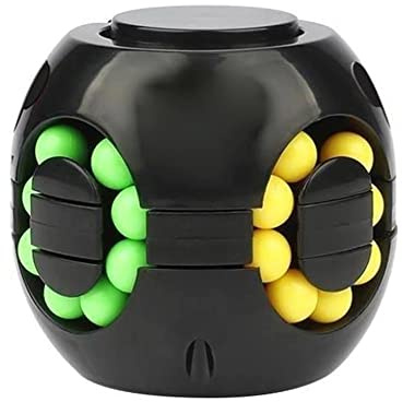 JHBEMAXS Rotating Bean Magic Cube Puzzle Fidget Toys Ball IQ Games (Black)