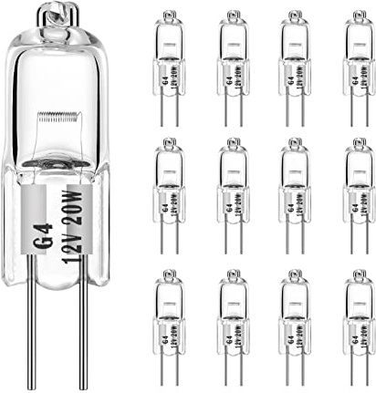 AHEVO G4 Halogen Bulb T3 280lm AC/DC 12V 2 Pin for Under Cabinet Puck Light, Track Lighting, Floor Lamps, 20W 12V Warm White 2700K Dimmable (12 Pack)