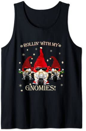 Biker Christmas gnomes Biker Garden Christmas Gnome Elves Tank Top