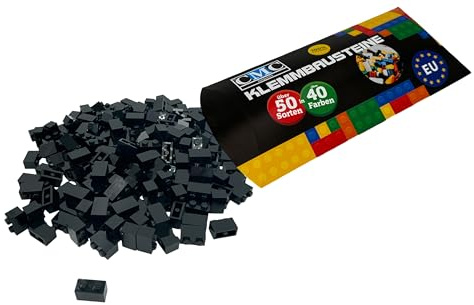 CMC imports 200 Klemmbausteine Briks Bausteine 1x2 Noppen Kompatibel freie Auswahl 35 Farben (650 Schwarz)