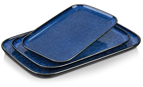vancasso Ceramic Serving Platters Set de 3, 15/13/11 pulgadas Platos rectangulares de porcelana para la cena, fiesta
