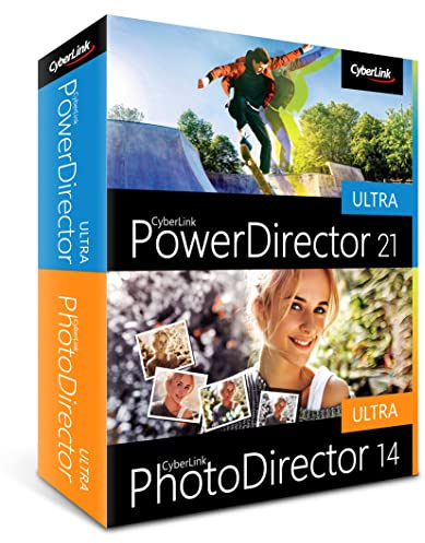 CyberLink PowerDirector 21 Ultra & PhotoDirector 14 Ultra Combo Pack | Easy Video Editing and Photo Editing Software | Slideshow Maker | Screen Recorder | Greenscreen Editor | Windows 10/11 [Box]