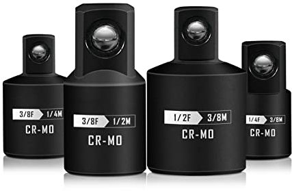 Mr.wintek Kraft-Stecknuss-Adapter, 4-teiliger Impact Socket Adapter, 1/4 3/8 1/2 SAE-Antrieb Schlagschrauber Adapter und Reduzierstück-Set Cr-Mo-Stahl