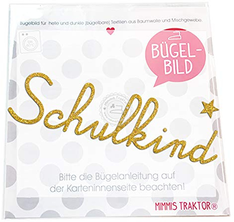 Bügelbild GLITZER Schulkind mit Stern 15 cm Aufbügler Applikationen Bügelsticker für Stoffe Textilien Kinder zum Aufbügeln Flicken, Farbe:Glitzer rosé