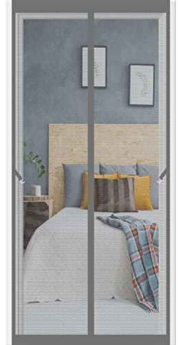 Magnet Moskitonetz 120 x 240 cm Magnet Fliegengitter Ohne Bohren Kinderleichte Klebemontage Magnet vorhang Für Balkontür Wohnzimmer Terrassentür, Grau